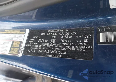 2021 Kia Forte Gt from USA, damaged, VIN 3KPF44AC4ME415088